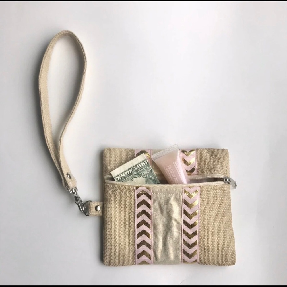 Small Beige Wristlet